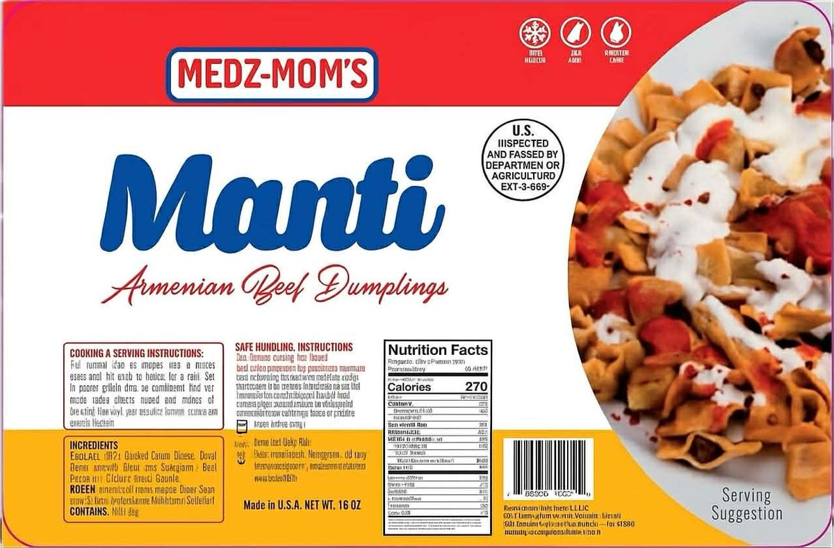 Medz Mom's Manti package label